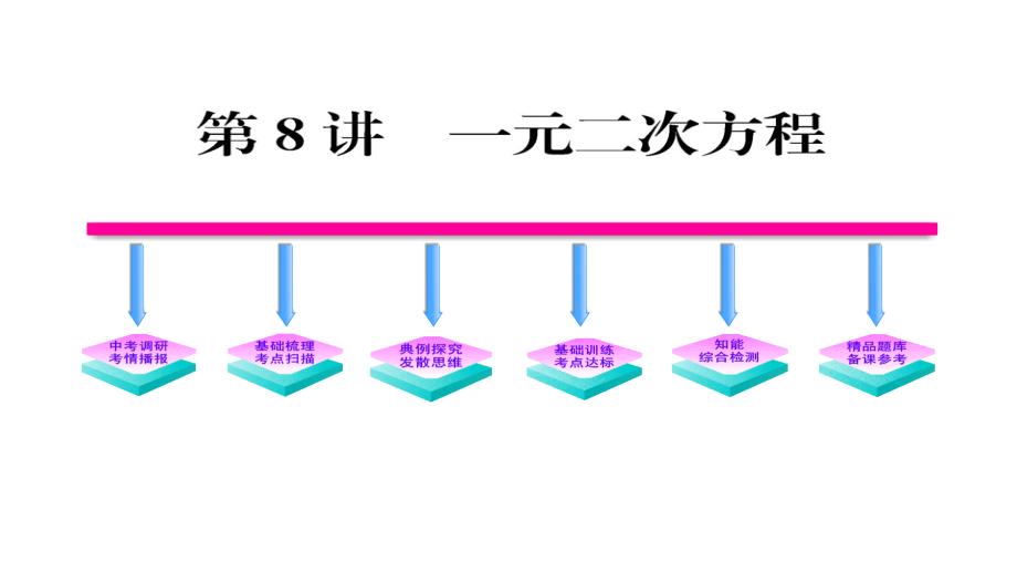 2011年中考数学复习精品教程8讲一元二次方程课件_第1页