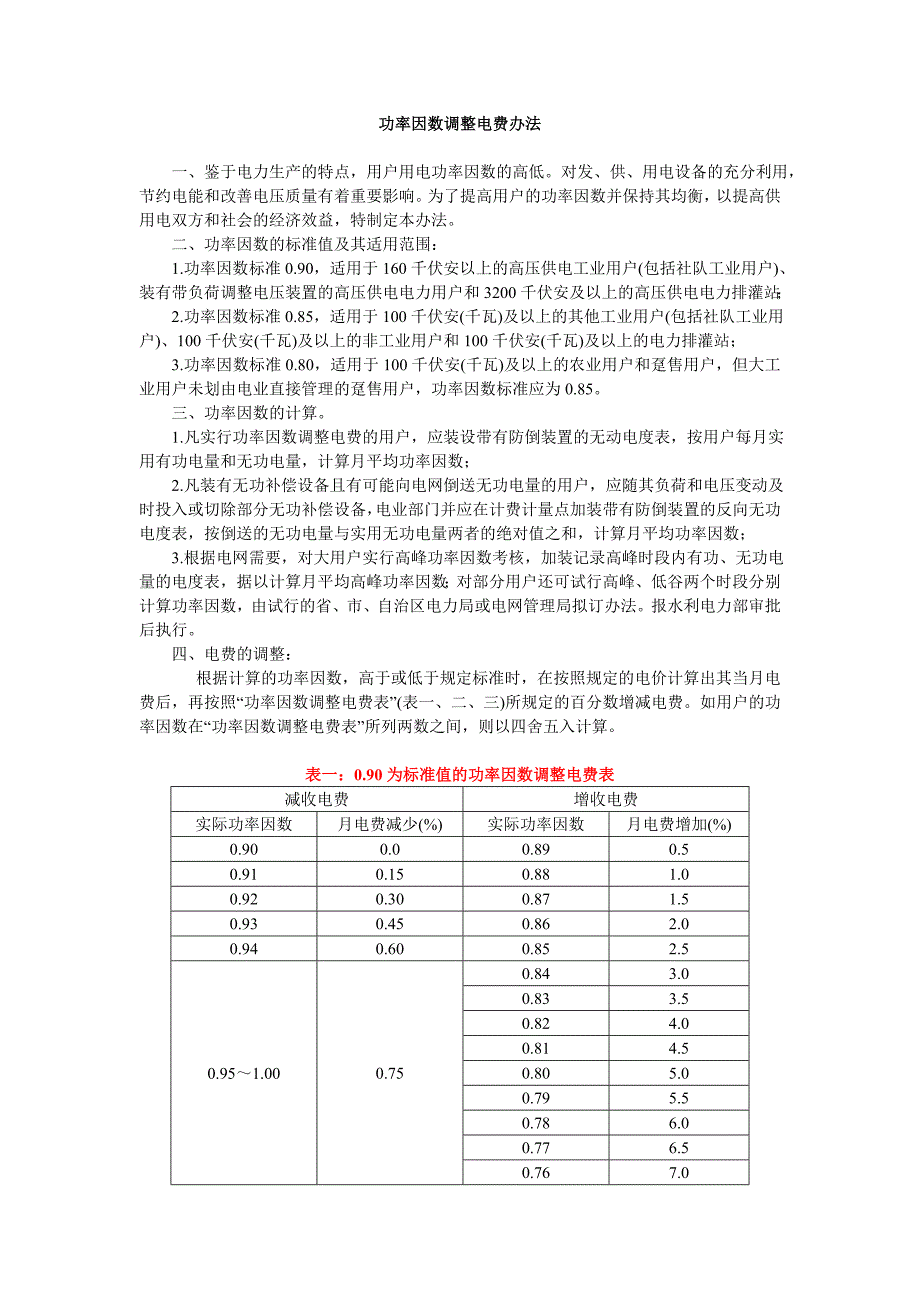 功率因数调整电费办法要点.doc_第1页