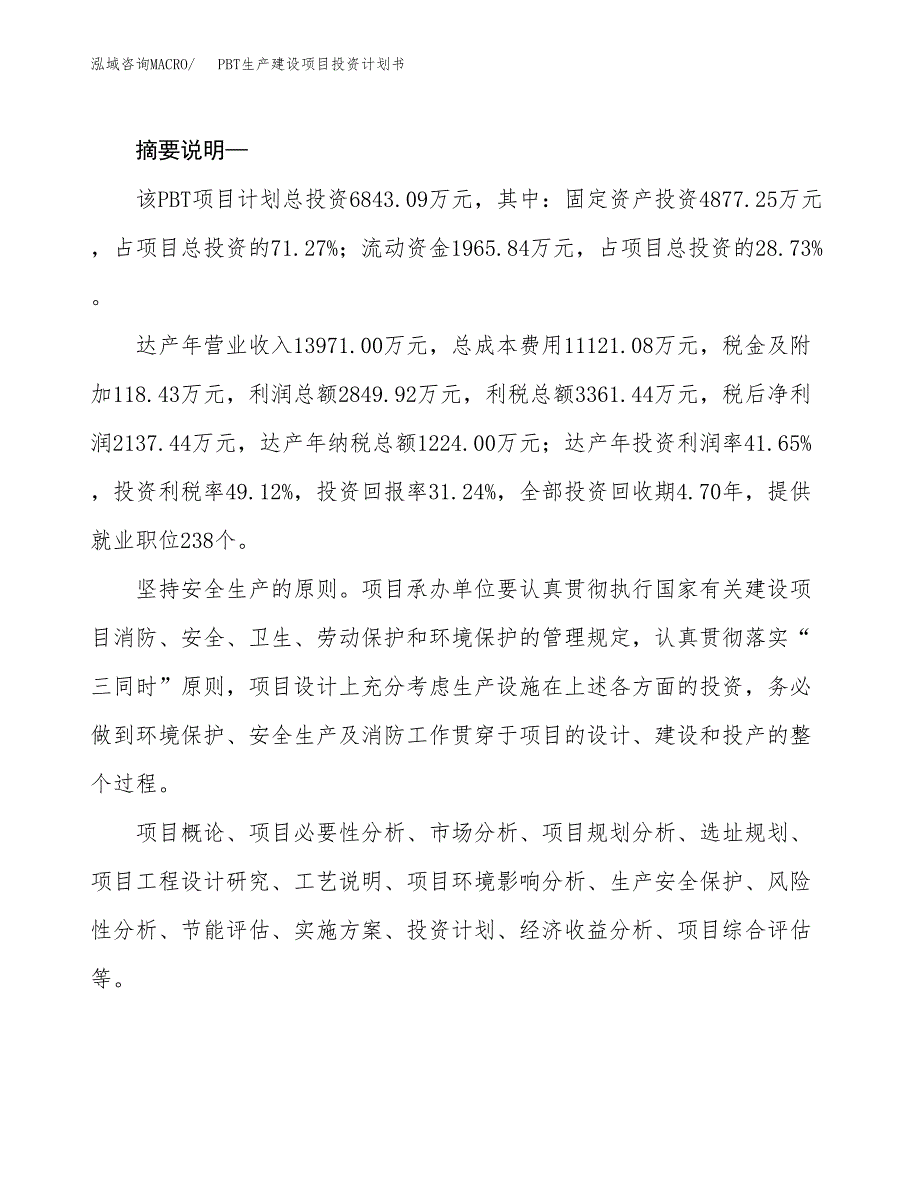 （模板）PBT生产建设项目投资计划书_第2页