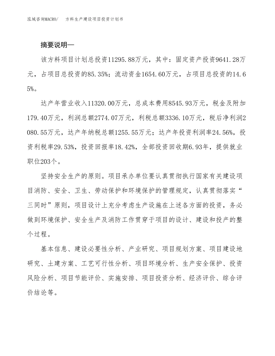 （模板）方料生产建设项目投资计划书_第2页