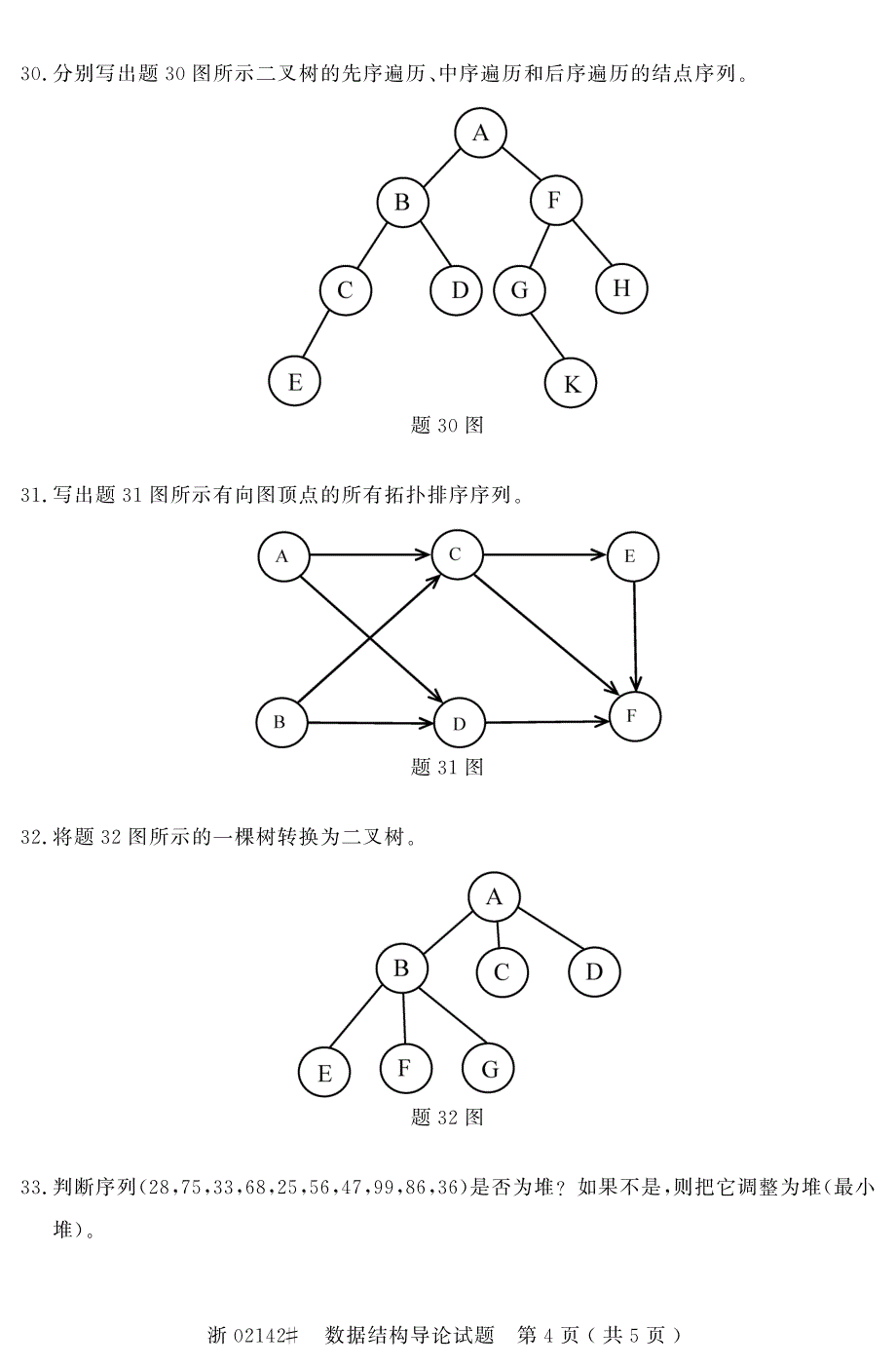 自学考试_全国2014年10月高等教育自学考试数据结构导论试题(02142)_第4页