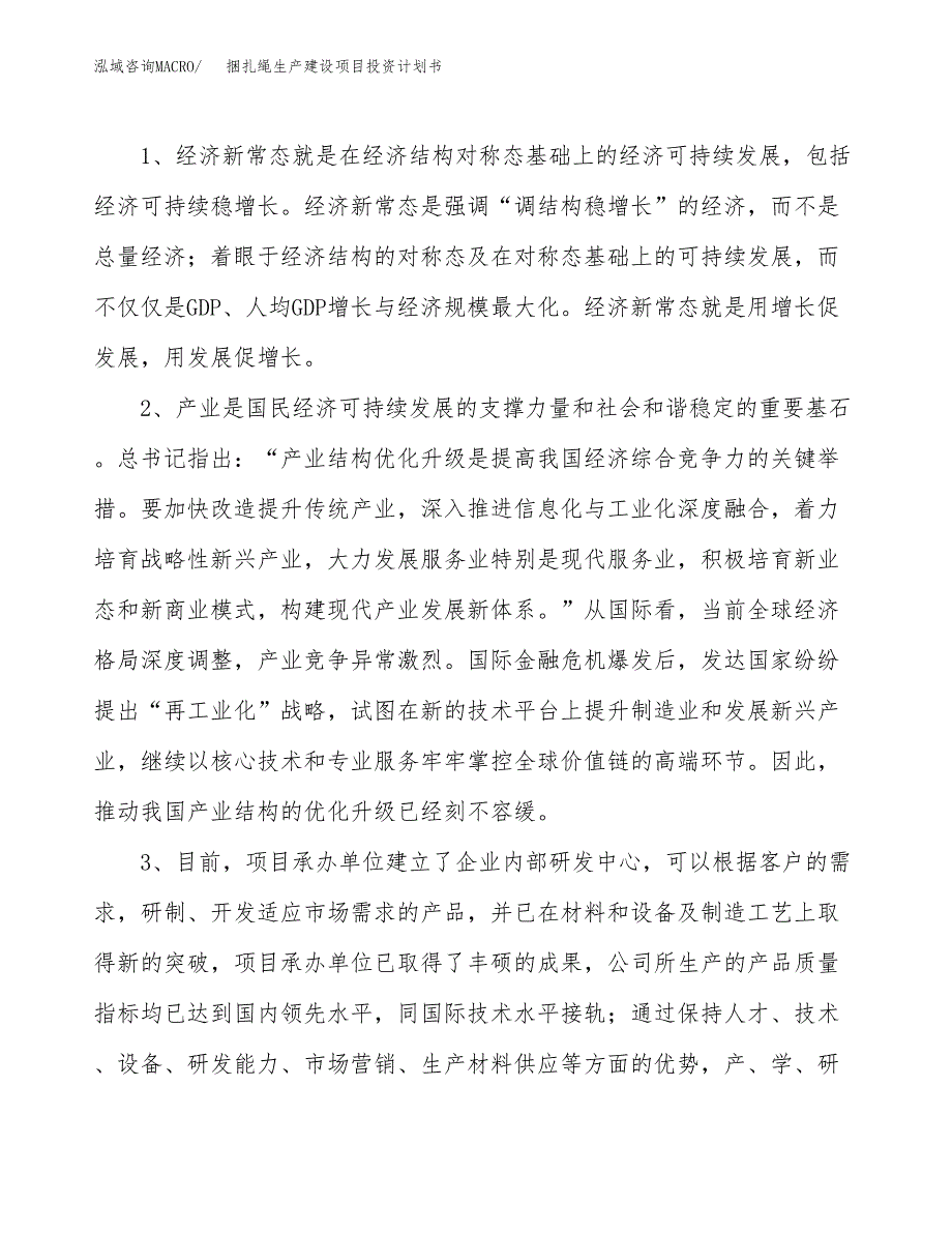 （模板）捆扎绳生产建设项目投资计划书_第4页