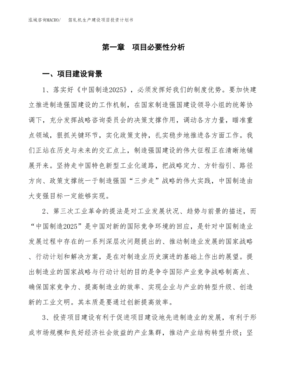 （模板）箔轧机生产建设项目投资计划书_第3页