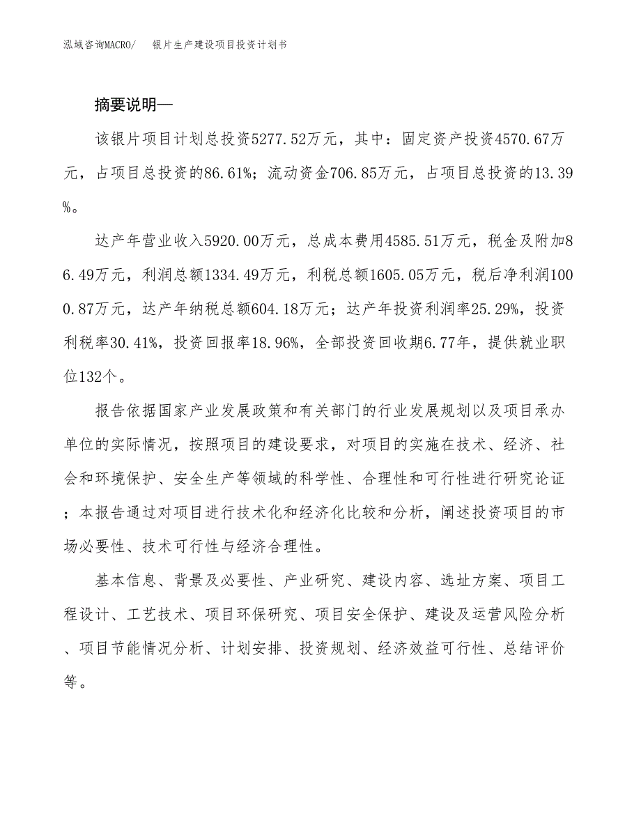 （模板）银片生产建设项目投资计划书_第2页