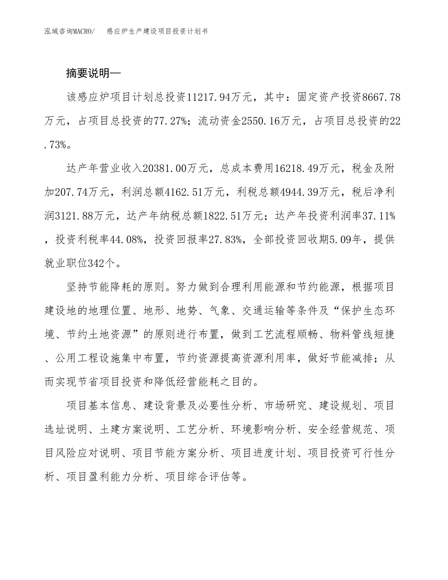 （实用模版）感应炉生产建设项目投资计划书_第2页