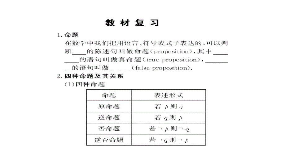 2011年度高三高考数学①轮教程命题关系充要条件课件_第2页