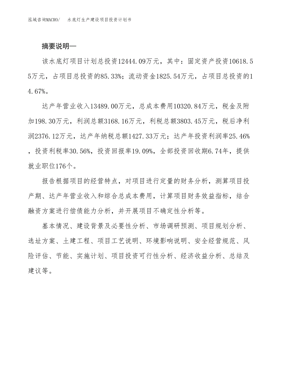 （模板）水底灯生产建设项目投资计划书_第2页