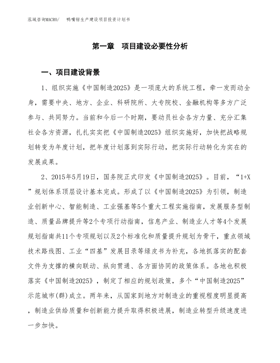 （实用模版）鸭嘴钳生产建设项目投资计划书_第4页