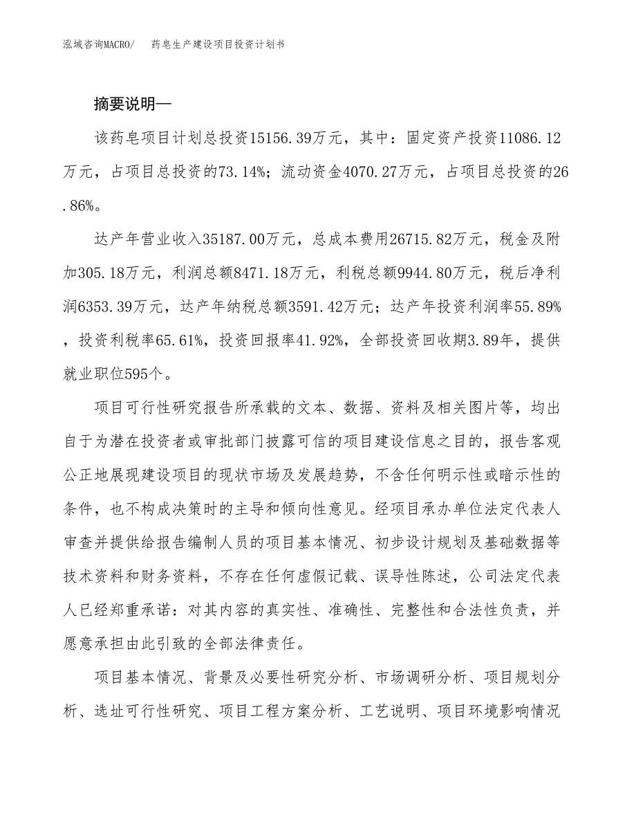 （实用模版）药皂生产建设项目投资计划书_第2页