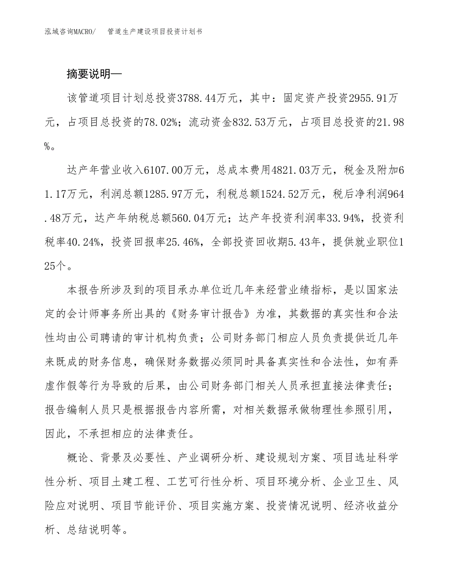 （模板）管道生产建设项目投资计划书_第2页