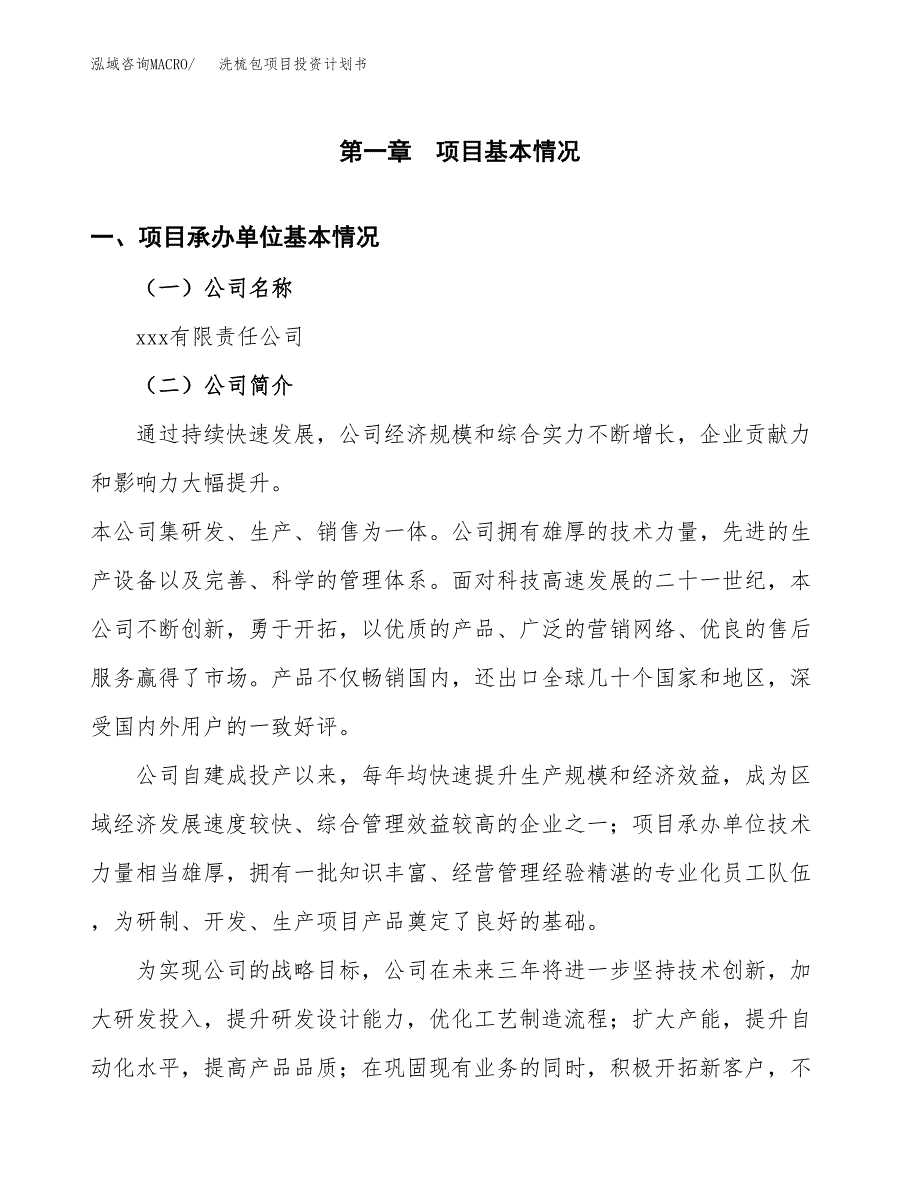 （项目申请模板）洗梳包项目投资计划书_第3页