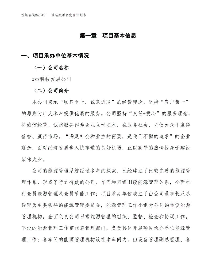 （项目申请模板）油毡纸项目投资计划书_第3页