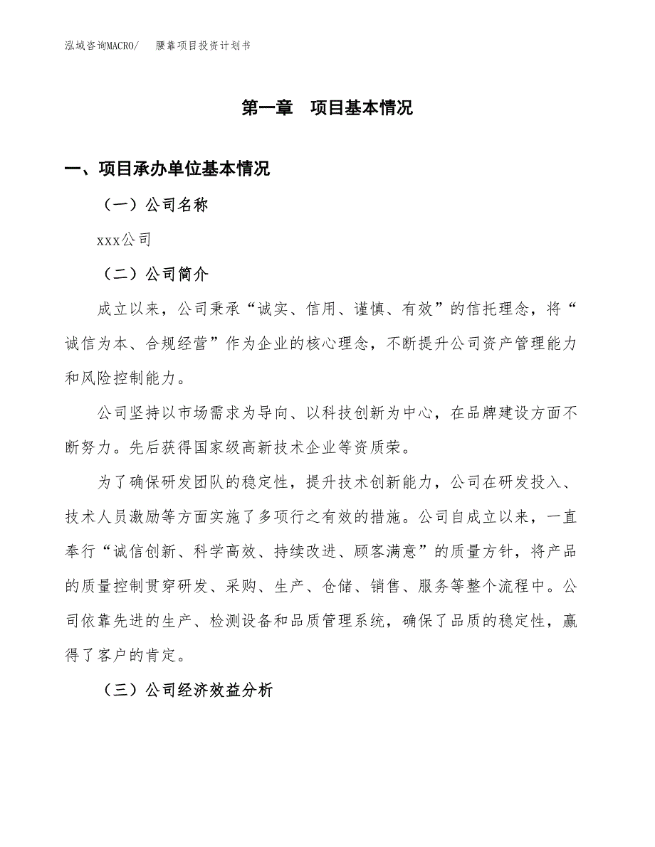 （项目申请模板）腰靠项目投资计划书_第2页