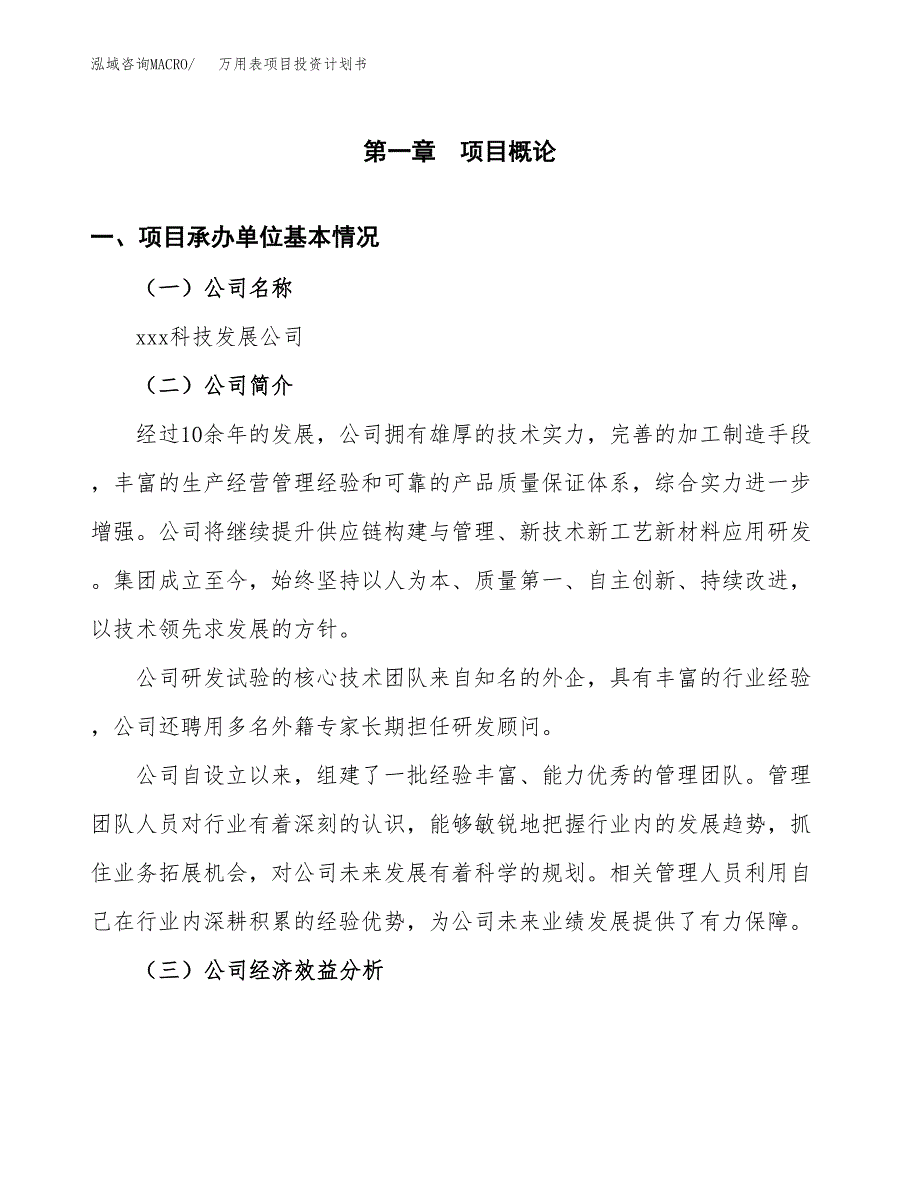 （申请模板）万用表项目投资计划书_第3页