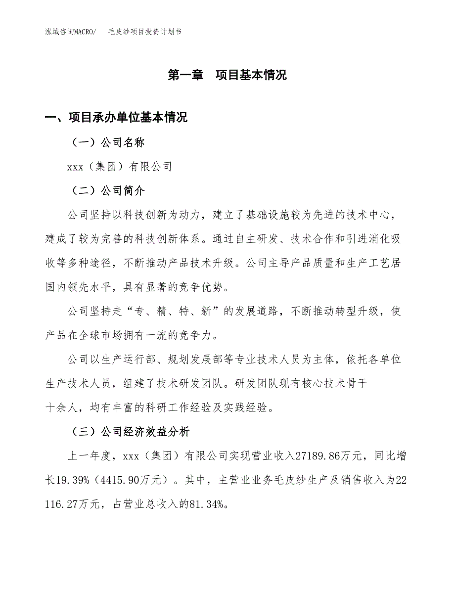 （申请模板）毛皮纱项目投资计划书_第3页