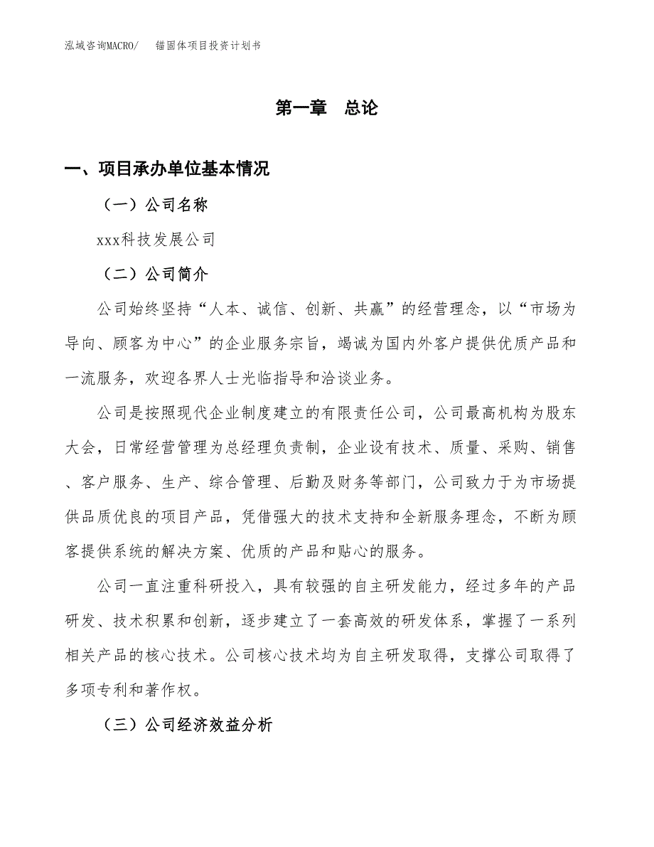 （申请模板）锚固体项目投资计划书_第2页