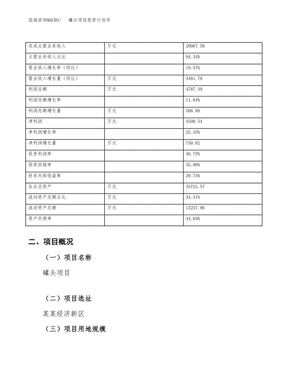 （项目申请模板）罐头项目投资计划书_第5页