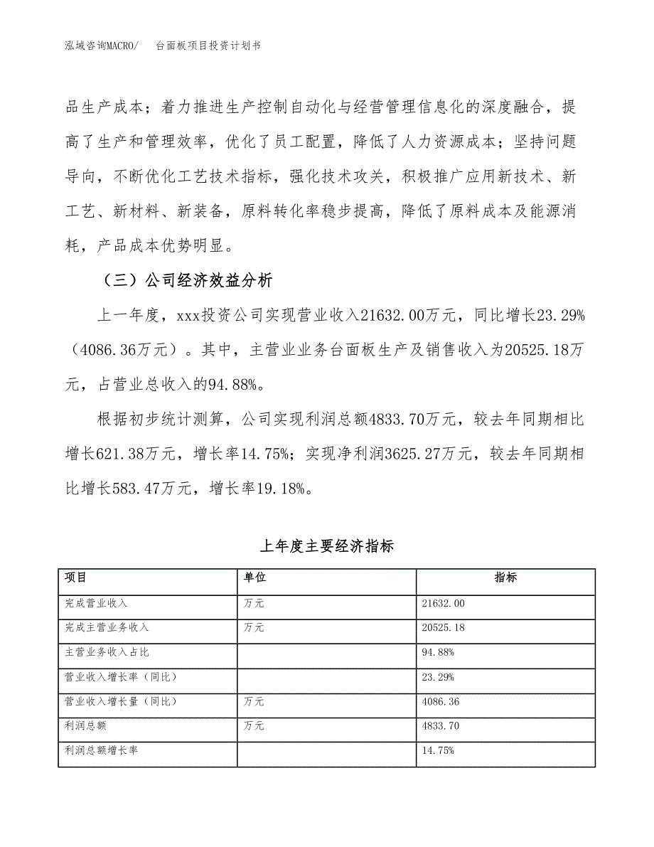 （申请模板）台面板项目投资计划书_第4页