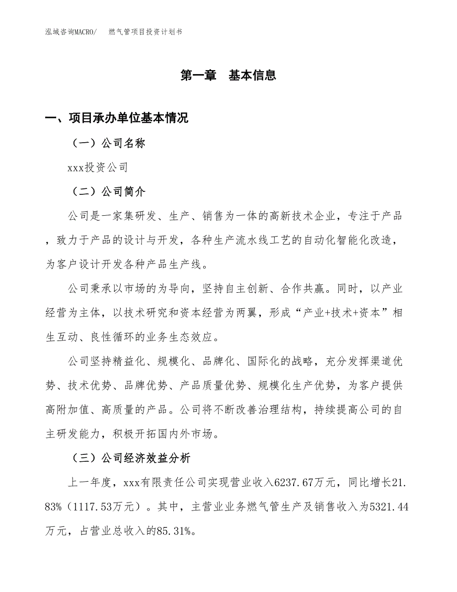 （申请模板）燃气管项目投资计划书_第3页