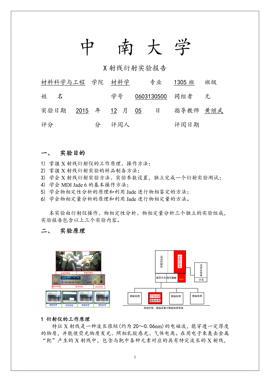 晶体x射线衍射实验报告全解_第1页