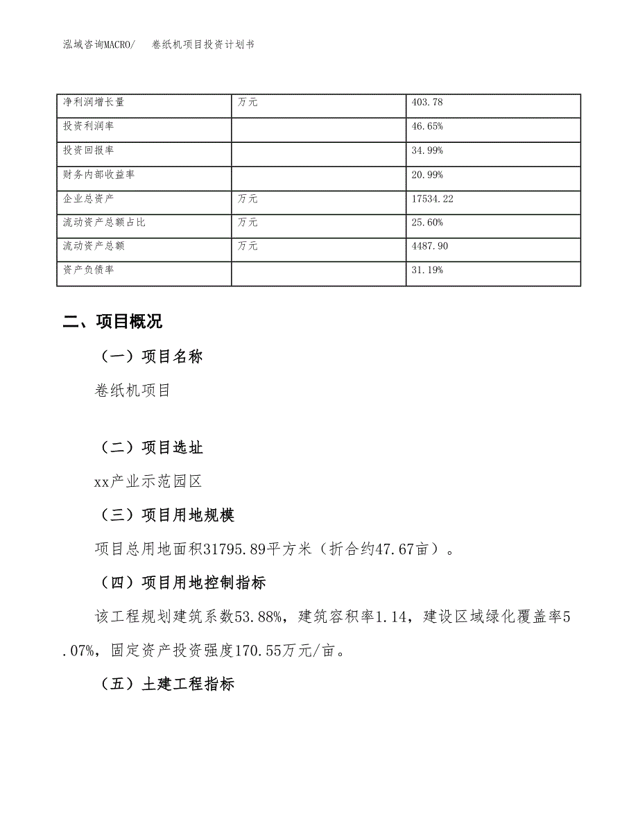 （项目申请模板）卷纸机项目投资计划书_第4页