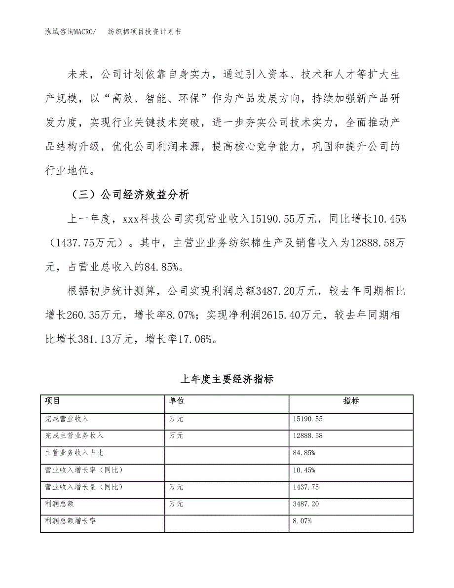 （申请模板）纺织棉项目投资计划书_第4页