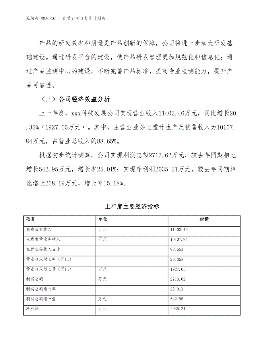 （申请模板）比重计项目投资计划书_第4页