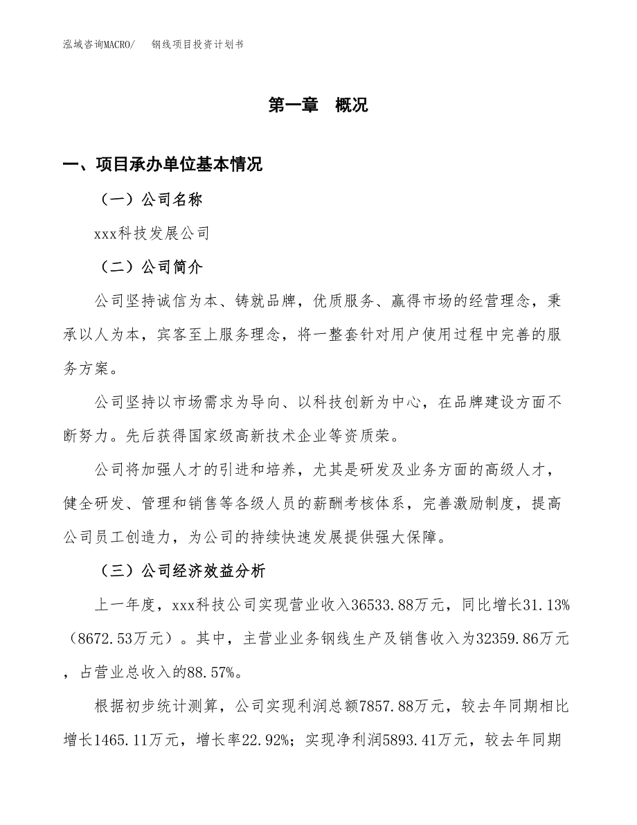 （申请模板）钢线项目投资计划书_第3页