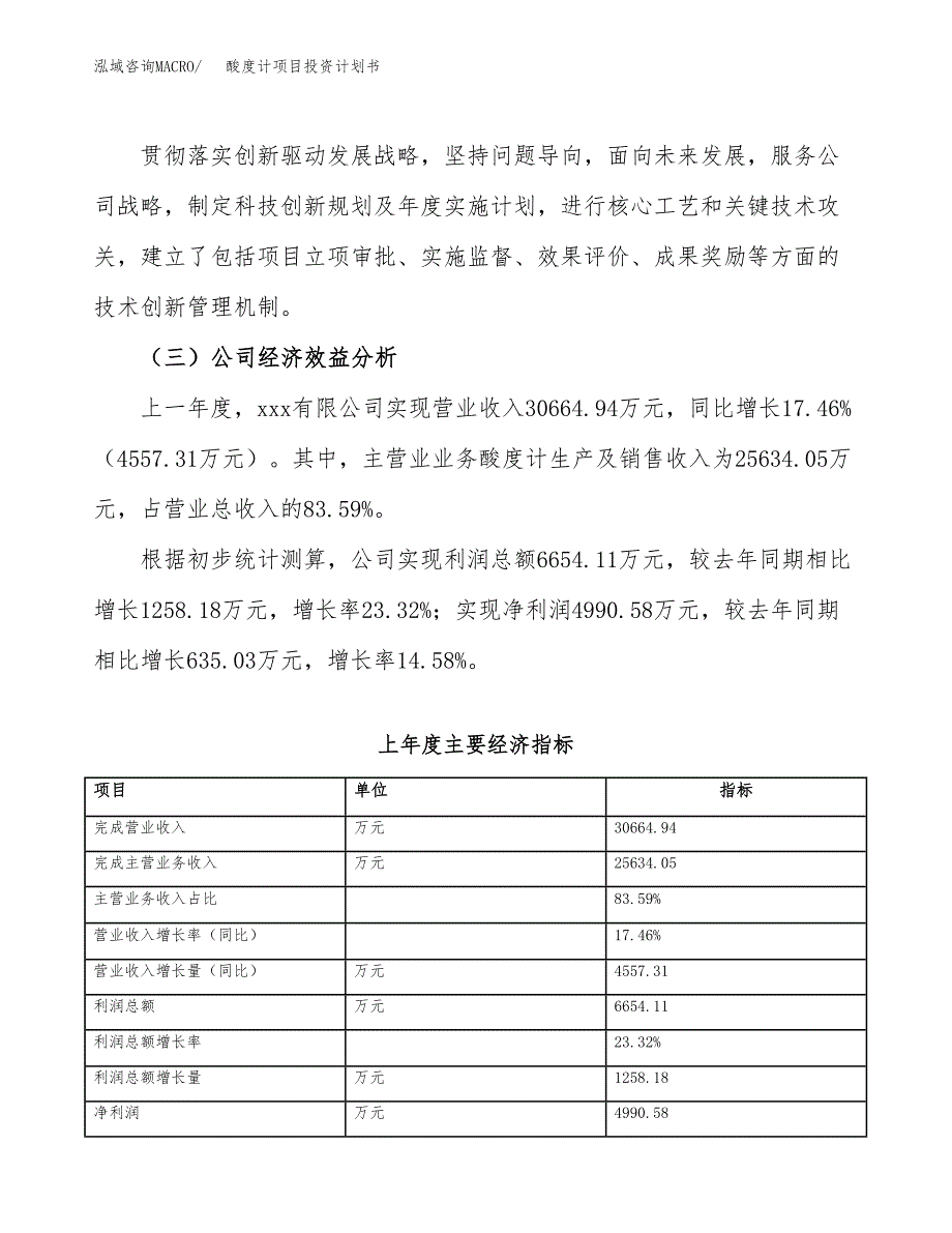 （项目申请模板）酸度计项目投资计划书_第4页