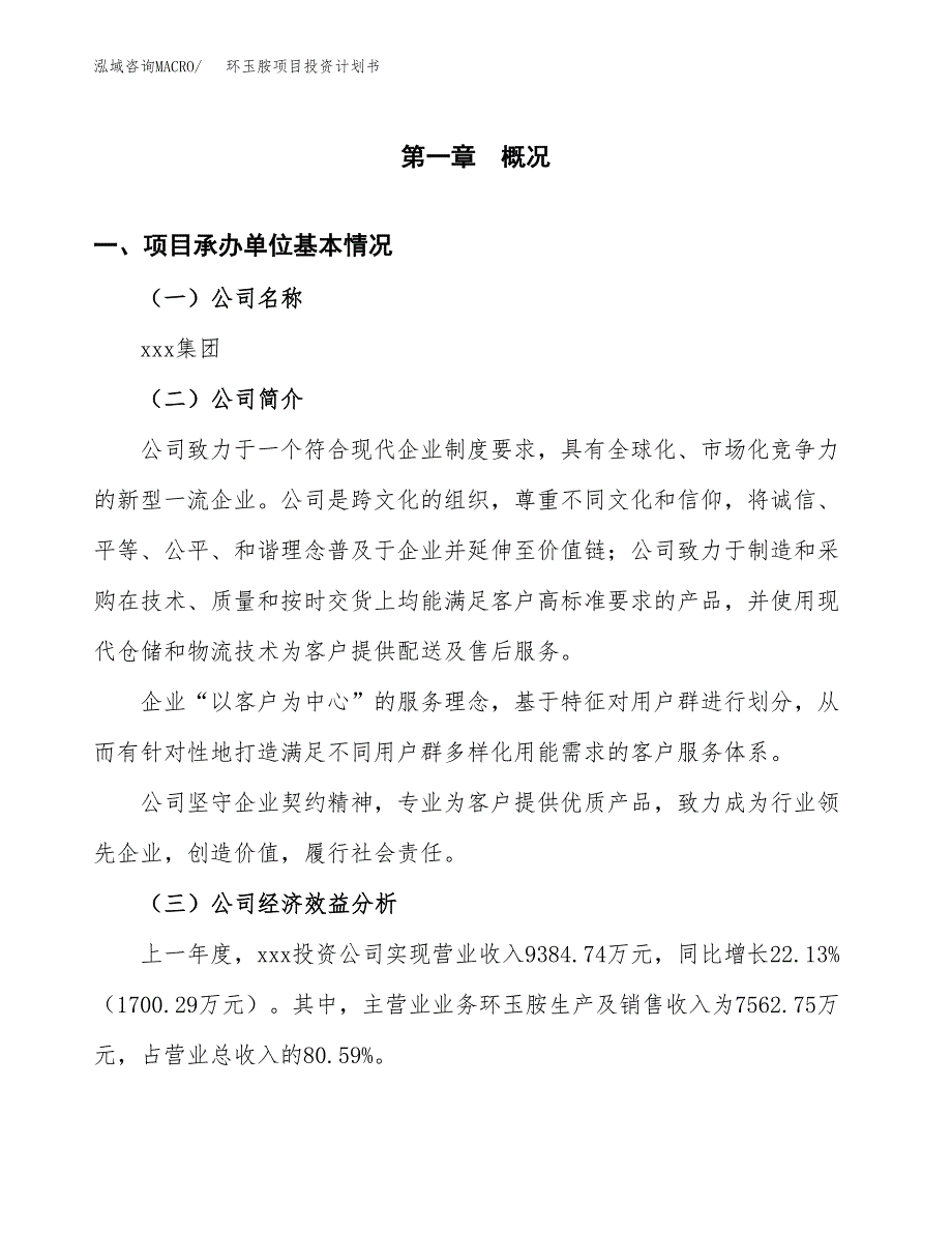 （项目申请模板）环玉胺项目投资计划书_第2页