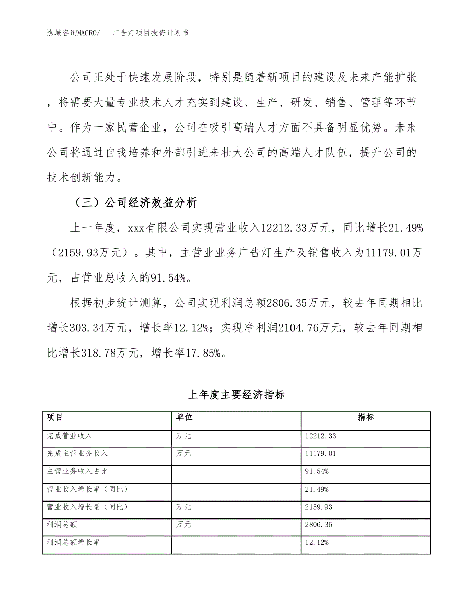 （申请模板）广告灯项目投资计划书_第3页