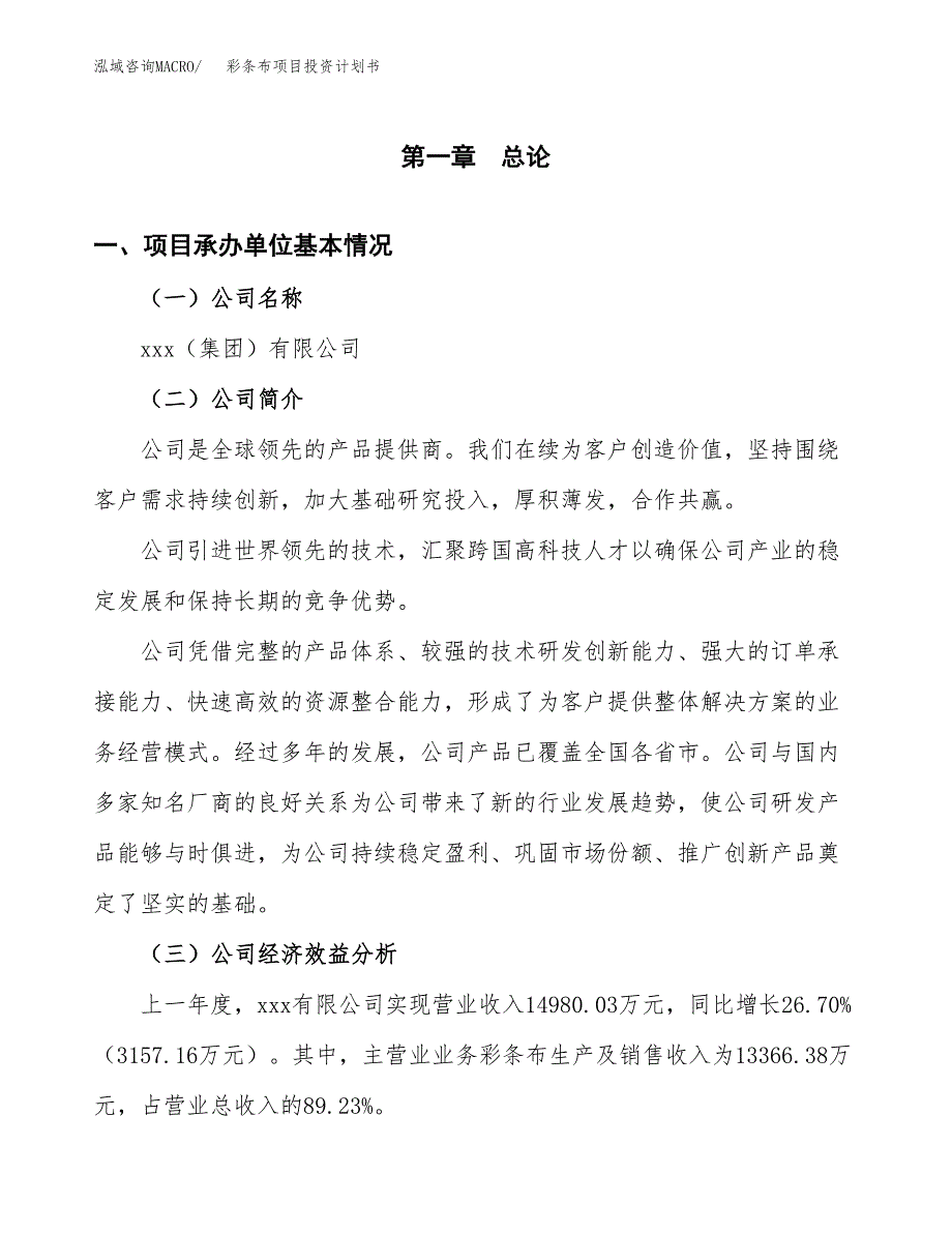 （申请模板）彩条布项目投资计划书_第2页