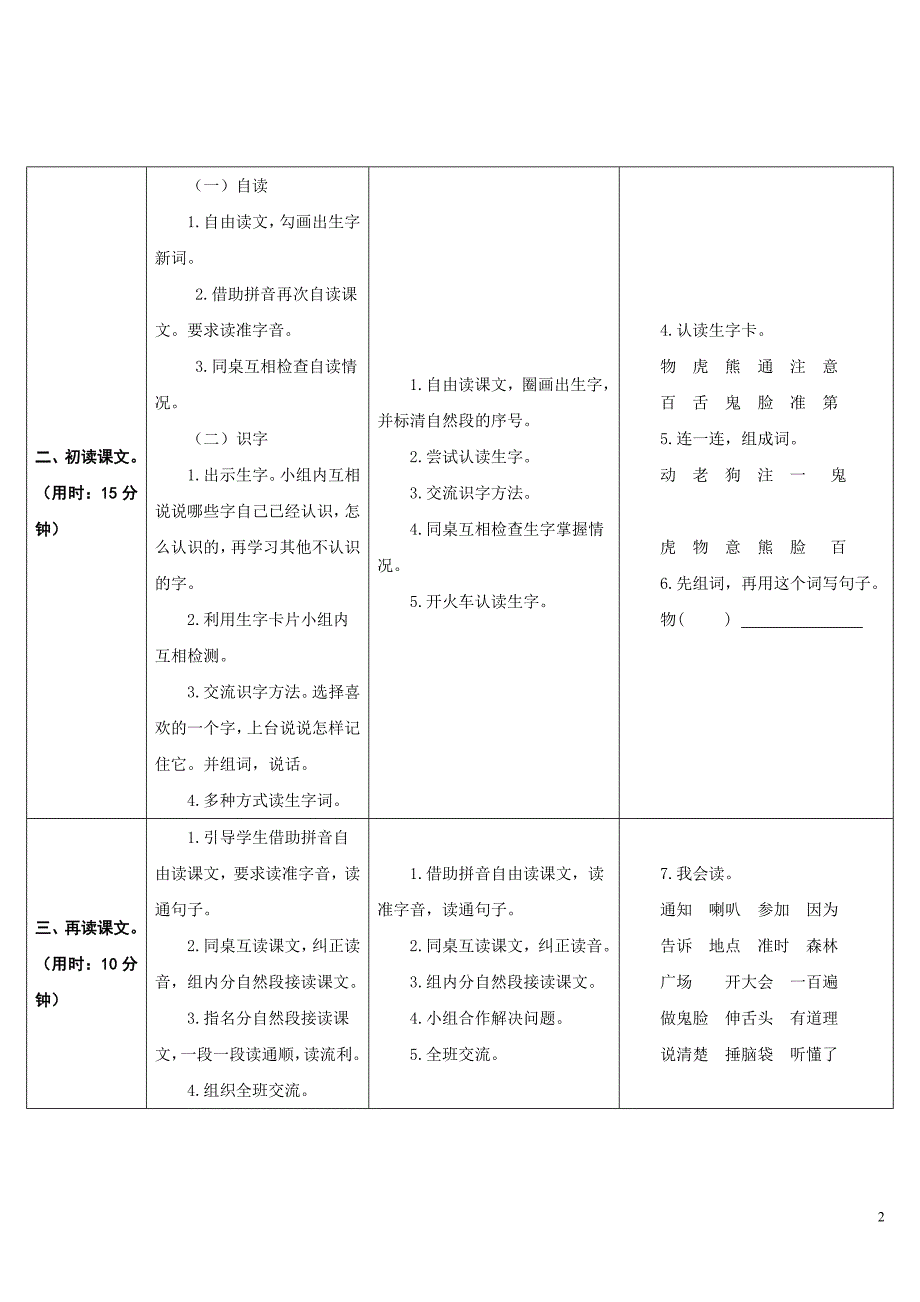 一年级下册语文《动物王国开大会》教学设计_第2页