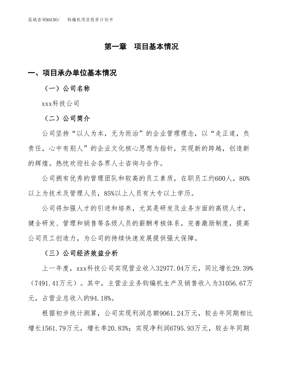 （申请模板）钩编机项目投资计划书_第3页