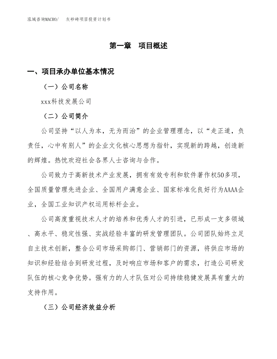 （申请模板）灰砂砖项目投资计划书_第3页