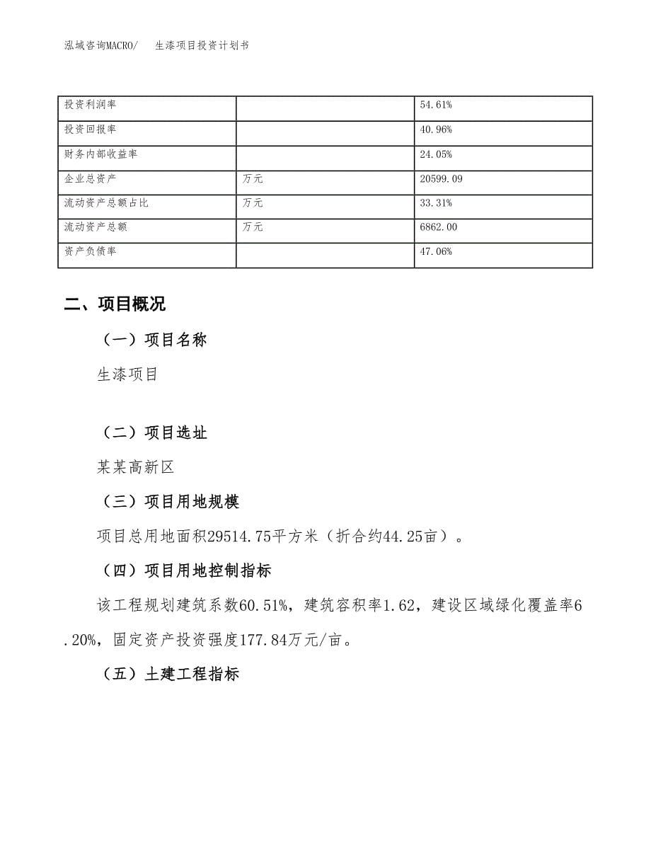 （项目申请模板）生漆项目投资计划书_第5页