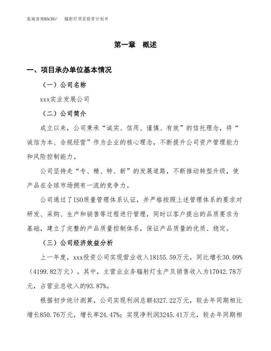 （申请模板）辐射灯项目投资计划书_第3页