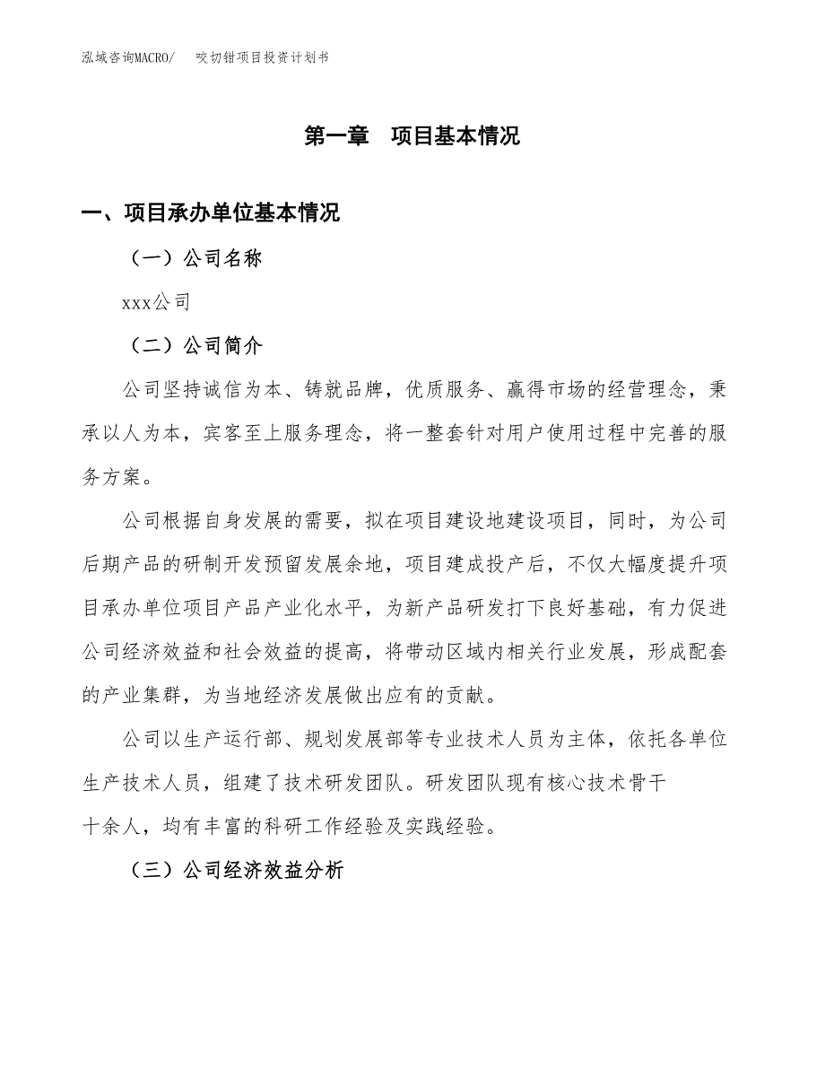 （申请模板）咬切钳项目投资计划书_第2页