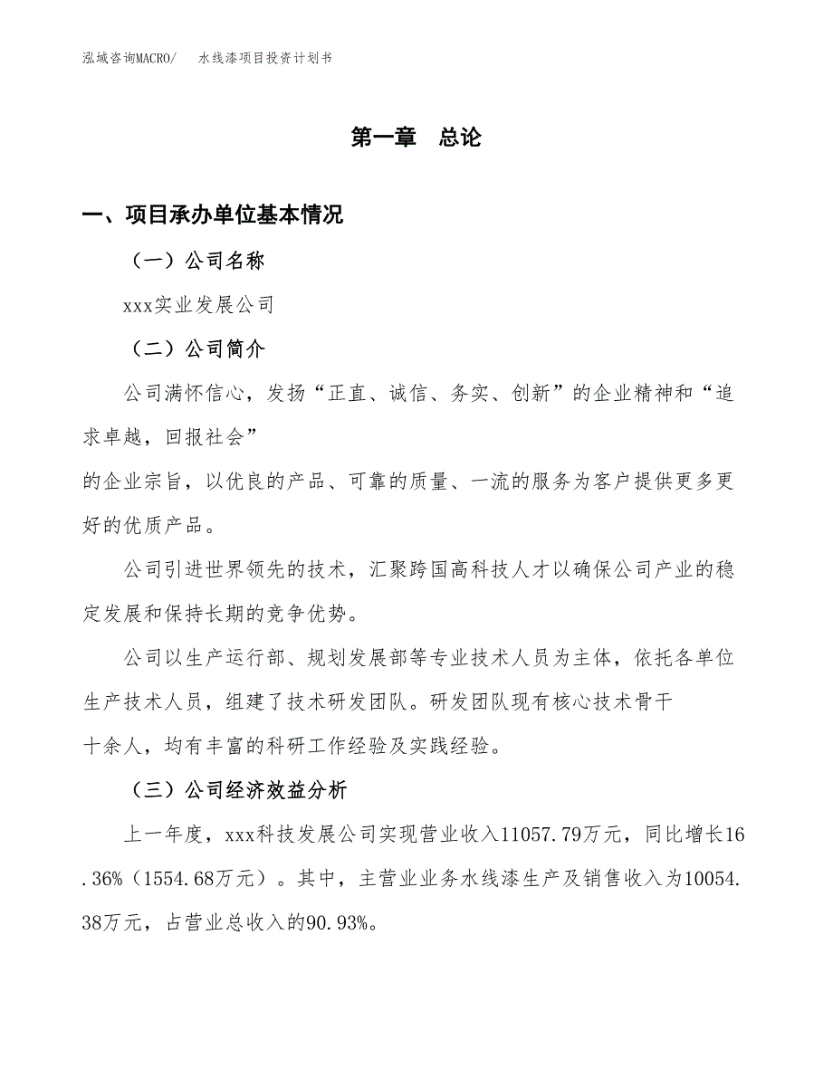 （项目申请模板）水线漆项目投资计划书_第2页