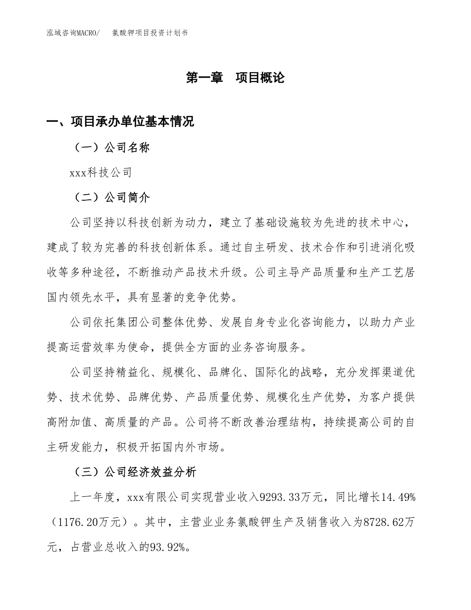 （项目申请模板）氯酸钾项目投资计划书_第2页