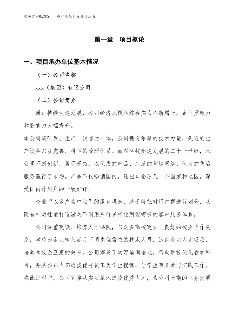 （项目申请模板）喷铝纸项目投资计划书_第2页