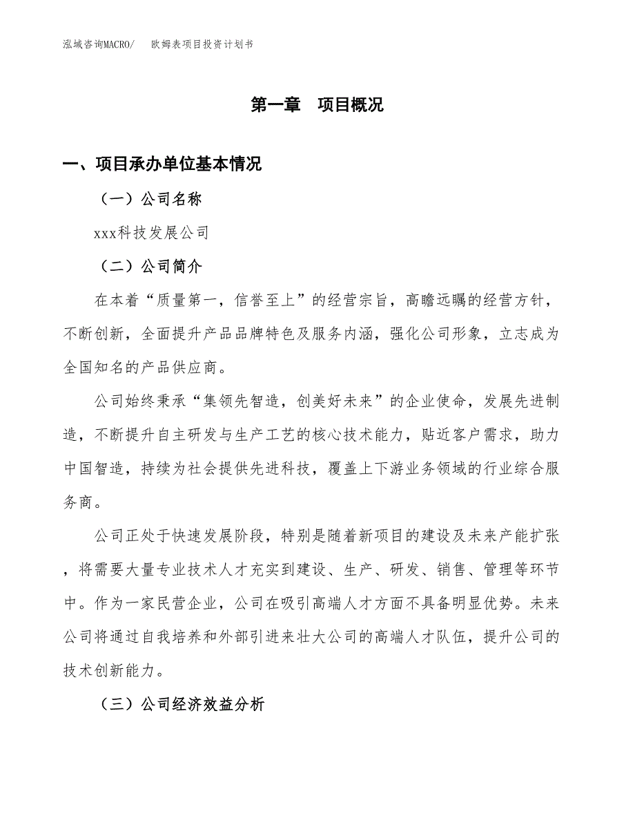 （项目申请模板）欧姆表项目投资计划书_第3页