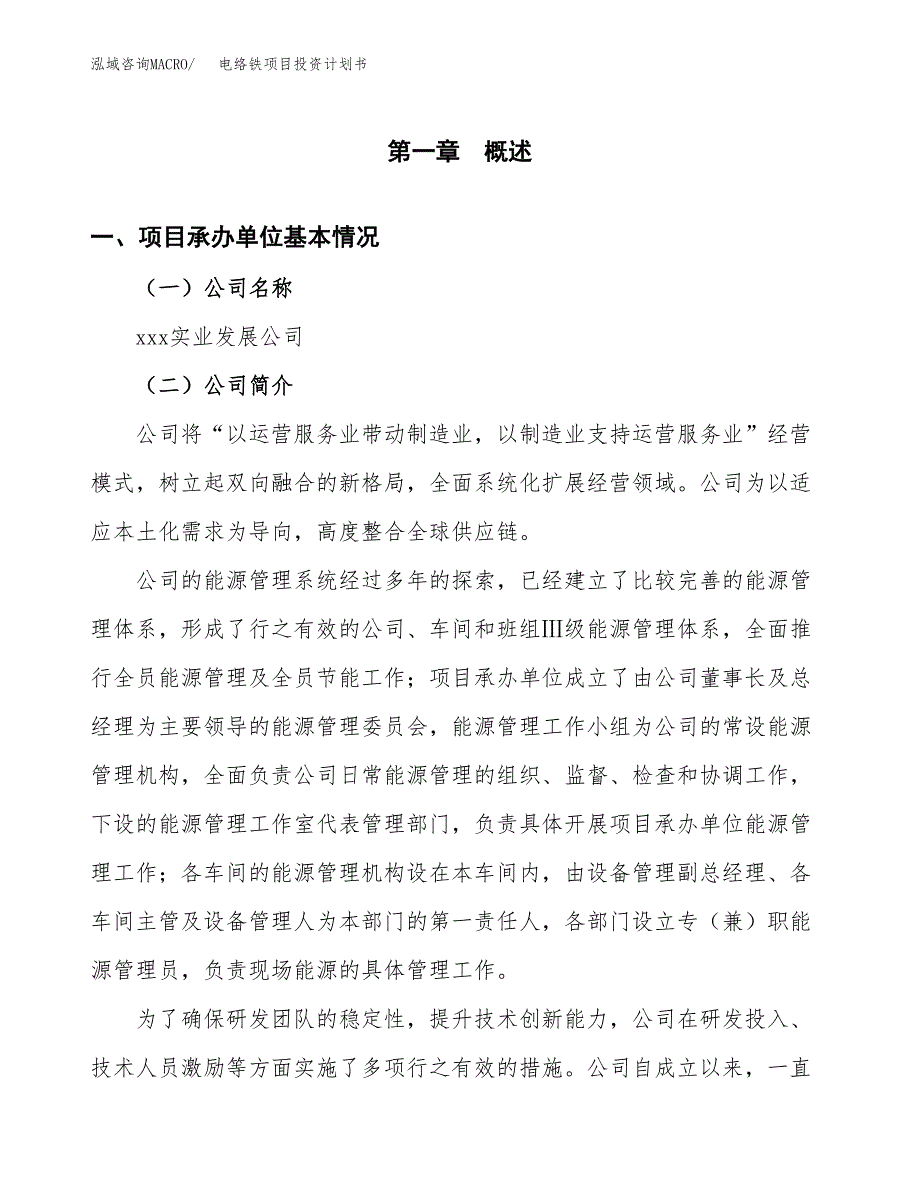 （申请模板）电络铁项目投资计划书_第3页