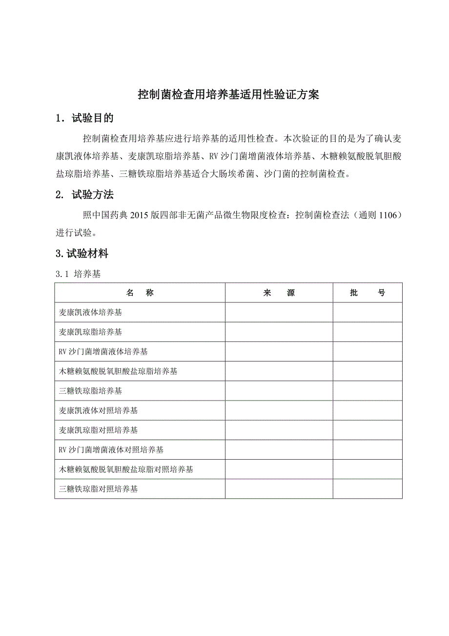 控制菌检查用培养基适用性验证方案_第1页