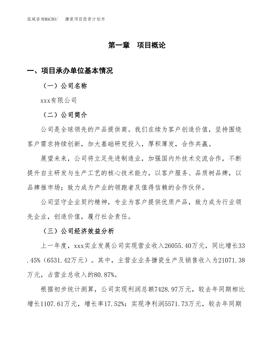 （申请模板）搪瓷项目投资计划书_第3页