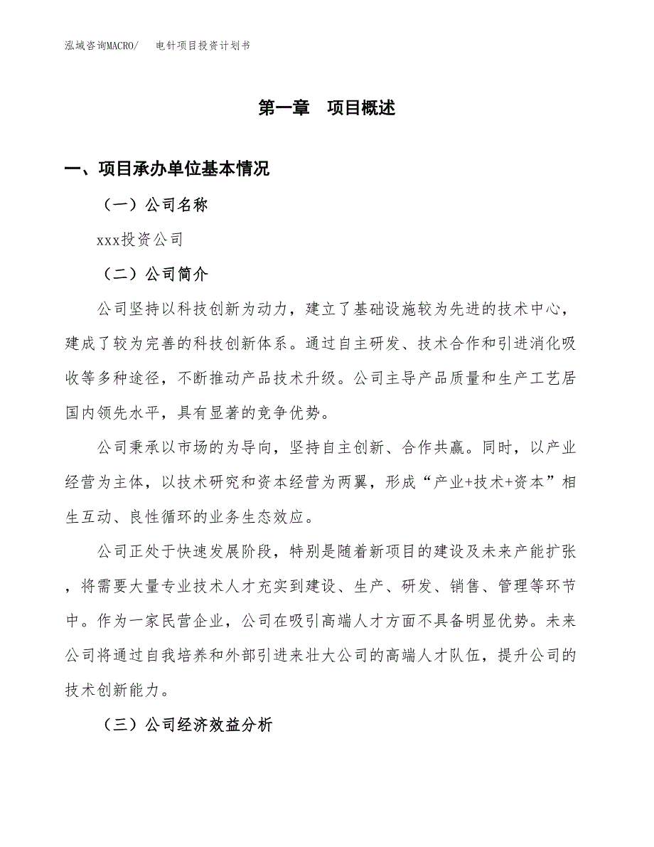 （申请模板）电针项目投资计划书_第2页