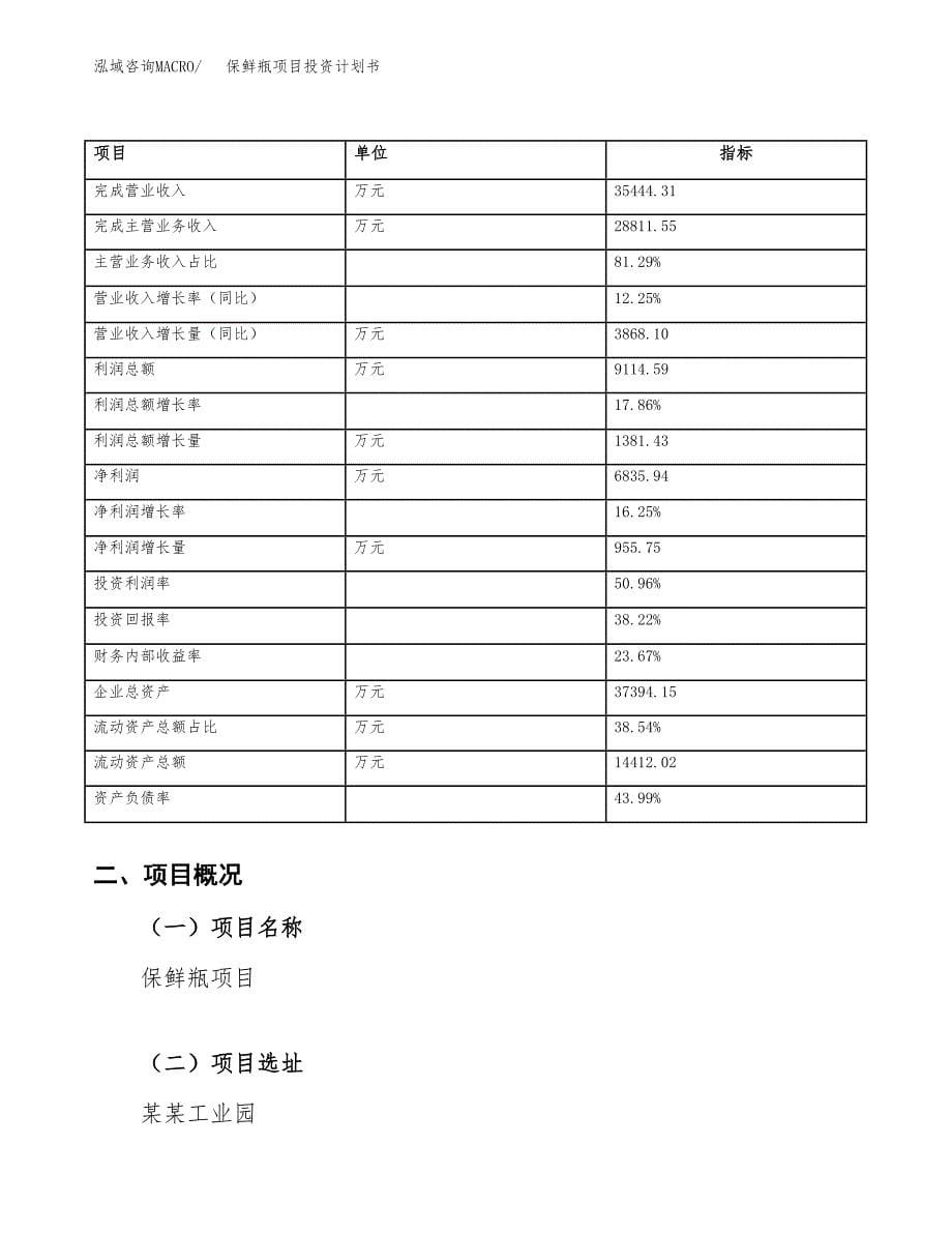 （申请模板）保鲜瓶项目投资计划书_第5页