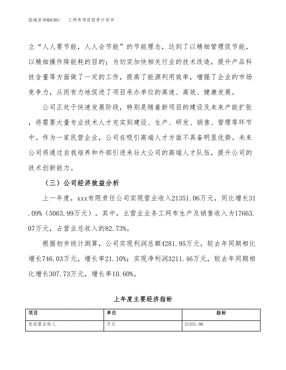 （申请模板）工网布项目投资计划书_第4页