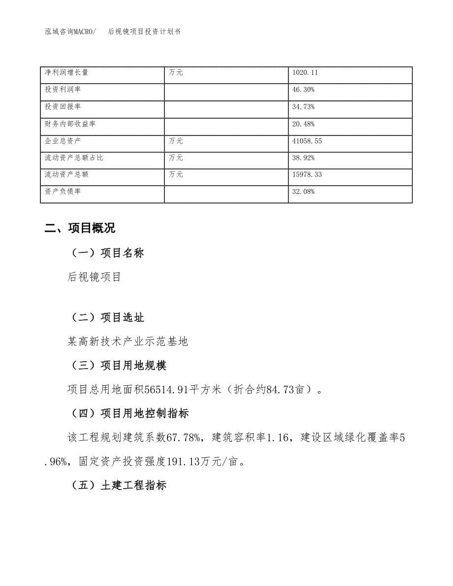 （申请模板）后视镜项目投资计划书_第5页