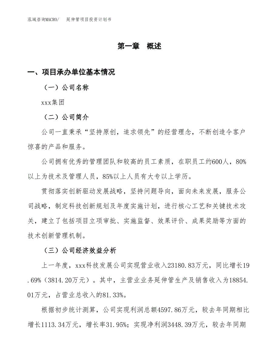 （项目申请模板）延伸管项目投资计划书_第3页